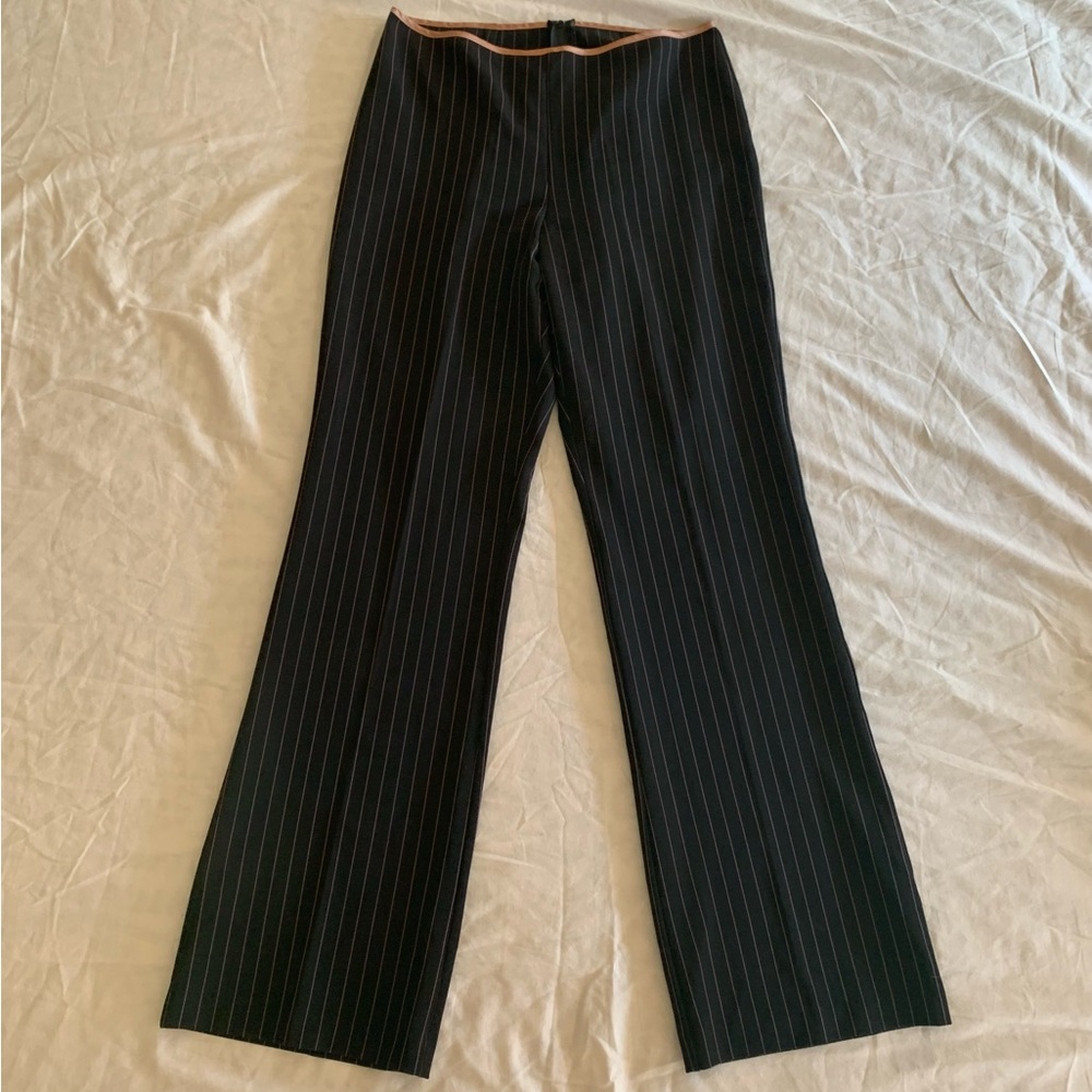 Vintage B. Smart 90s/00s Y2K Black & Tan Pinstripe Wide Leg Dress Pants Size 5/6